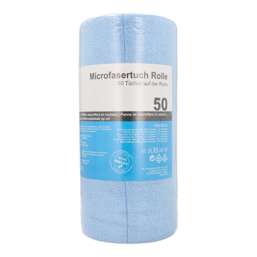 Microfasertücher auf Rolle 30 cm x 30 cm blau 50 Tücher