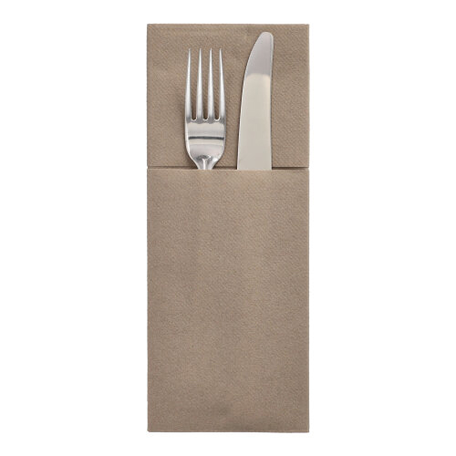 Bestecktaschen, Airlaid 40 cm x 48 cm taupe mit Besteckfalz