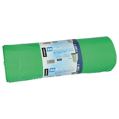 Müllsäcke, LDPE 120 l 110 cm x 70 cm grün 40 my