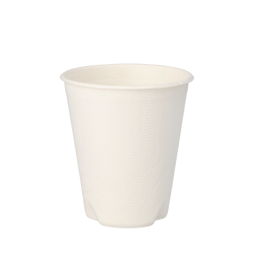 Trinkbecher, Zuckerrohr "pure" 0,2 l Ø 8 cm · 9,1 cm weiss für Heißgetränke