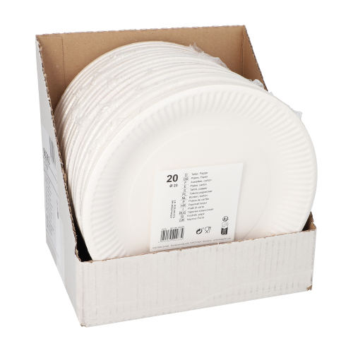 Teller, Pappe rund Ø 23 cm weiss