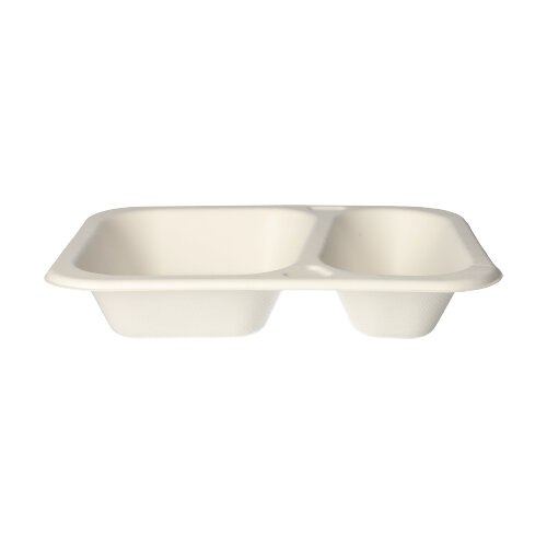 Siegelschalen Zuckerrohr 2-geteilt 725 ml 4,2 cm x 18,5 cm x 23,5 cm weiss