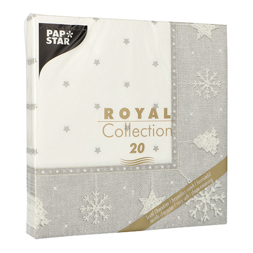 Servietten "ROYAL Collection" 1/4-Falz 40 cm x 40 cm silber "X-Mas"