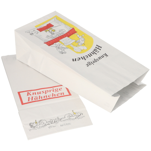 Hähnchenbeutel, Papier mit Alu-Einlage 28 cm x 13 cm x 8 cm "Max & Moritz" 1/1