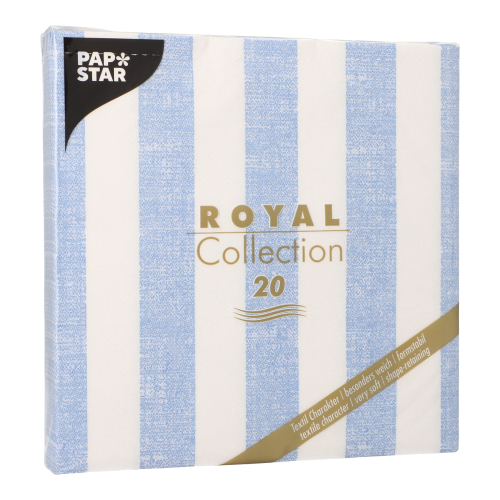 Servietten "ROYAL Collection" 1/4-Falz 40 cm x 40 cm blau "Lines"
