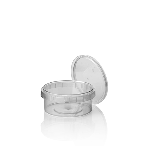 Feinkostbecher, PP rund 240 ml Ø 9,5 cm · 5,6 cm transparent mit Originalitätsverschluss