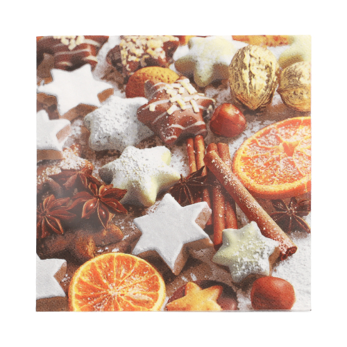Servietten, 3-lagig 1/4-Falz 33 cm x 33 cm "Cinnamon Stars"