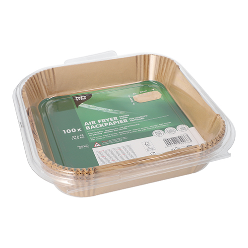 Backpapiere 23 cm x 23 cm x 4,5 cm braun für Heißluftfritteusen