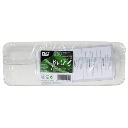 Teller, Pappe "pure" eckig 8 cm x 23 cm weiss