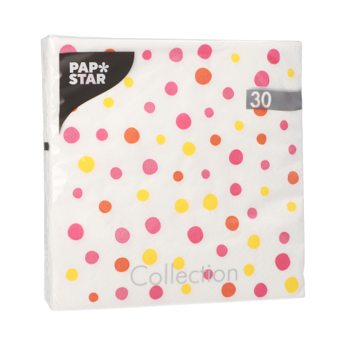 Servietten, 3-lagig 1/4-Falz 33 cm x 33 cm pink "Colourful Dots"