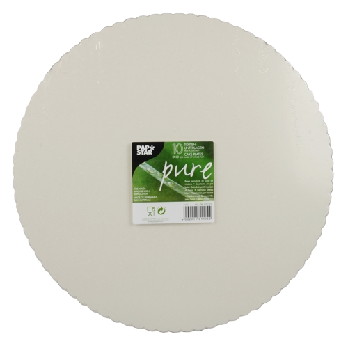 Tortenunterlagen, Pappe "pure" rund Ø 30 cm weiss mit gezacktem Rand