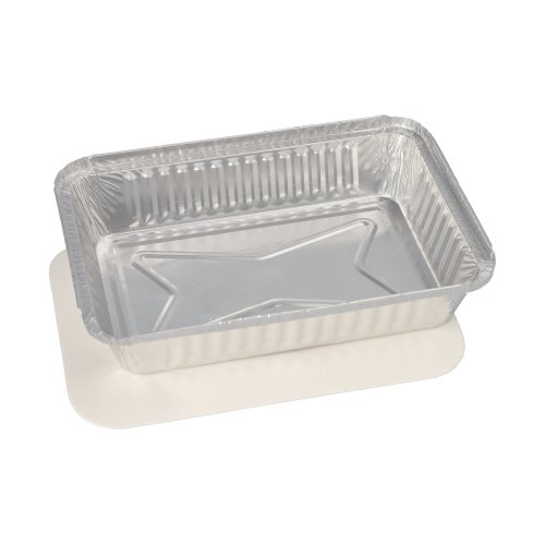 Schalen, Alu + Einlegedeckel, PE-beschichtet eckig 0,8 l 4 cm x 15 cm x 21,4 cm