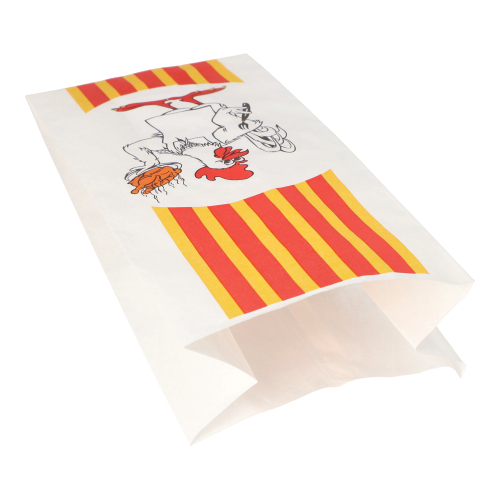 Hähnchenbeutel, Papier mit HDPE-Einlage 28 cm x 13 cm x 8 cm "Grillhähnchen" 1/1