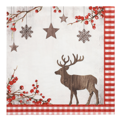 Servietten, 3-lagig 1/4-Falz 40 cm x 40 cm "X-Mas Deer"