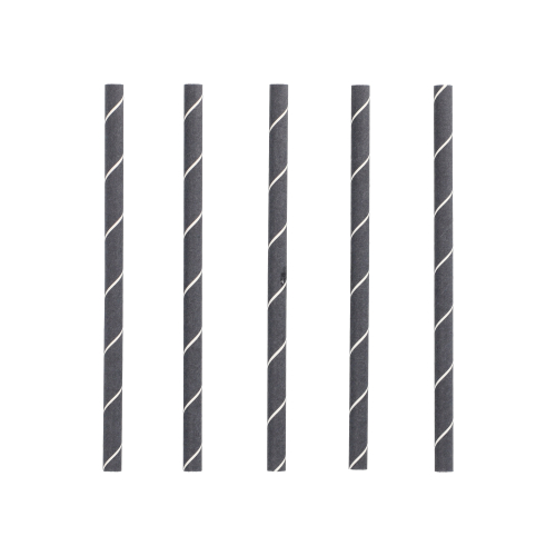 Cocktail Trinkhalme, Papier Ø 7 mm · 15 cm schwarz/weiss "Stripes"