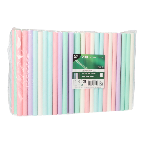 Bubble Tea Halme Papier Ø 12 mm · 20 cm farbig sortiert