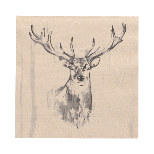Servietten, 3-lagig 1/4-Falz 33 cm x 33 cm natur "Deer" aus recyceltem Papier