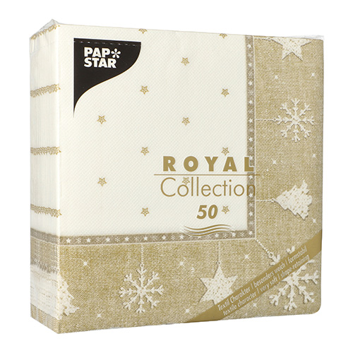 Servietten "ROYAL Collection" 1/4-Falz 40 cm x 40 cm gold "X-Mas"
