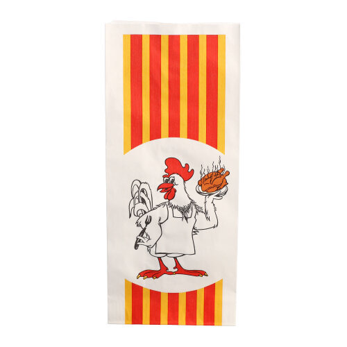 Hähnchenbeutel, Papier mit HDPE-Einlage 24 cm x 10,5 cm x 5,5 cm "Grillhähnchen" 1/2