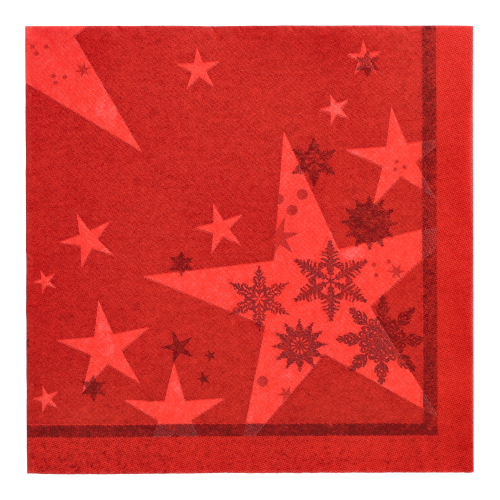 Servietten "ROYAL Collection" 1/4-Falz 40 cm x 40 cm rot "Stars and Snowflakes"