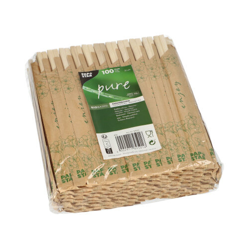 Paar Essstäbchen Holz "ASIA" 21 cm einzeln gehüllt
