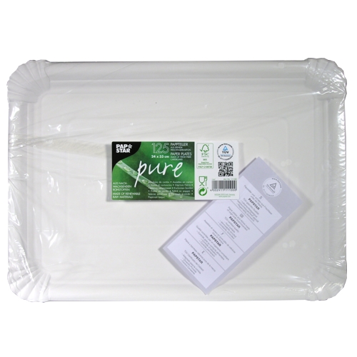 Teller, Pappe "pure" eckig 24 cm x 33 cm weiss