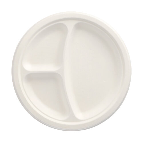 Teller, Zuckerrohr "pure" 3-geteilt Ø 23 cm · 2 cm weiss