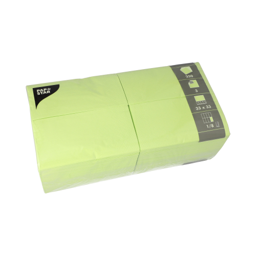 Servietten, 3-lagig 1/8-Falz 33 cm x 33 cm limonengrün