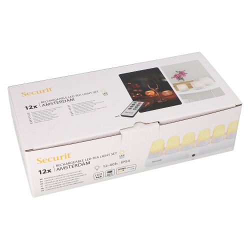 LED-Teelichte inkl. Ladestation Ø 4 cm · 5 cm weiss "Amsterdam" Leuchtdauer 12-40h