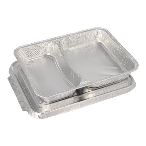 Menüschalen + Deckel, Alu 2-geteilt 0,83 l 3 cm x 17,7 cm x 22,5 cm