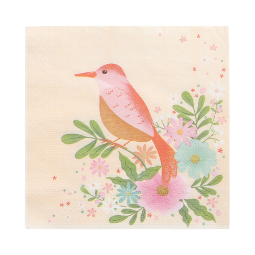 Servietten, 3-lagig 1/4-Falz 33 cm x 33 cm "Flowery Bird"
