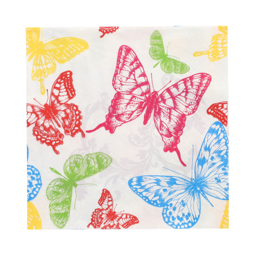 Servietten, 3-lagig 1/4-Falz 33 cm x 33 cm "Delicate Butterflies"