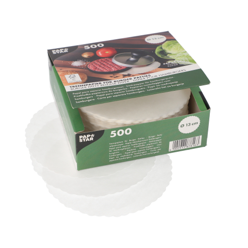Trennpapiere für Burger Patties Ø 13 cm weiss