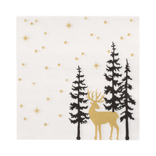 Servietten, 3-lagig 1/4-Falz 33 cm x 33 cm "Golden Deer"