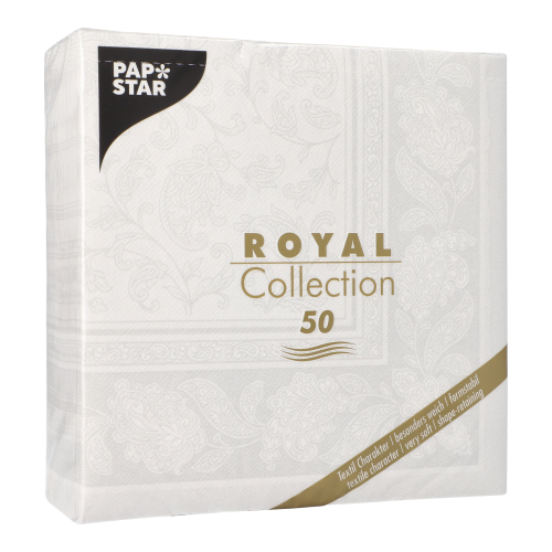 Servietten "ROYAL Collection" 1/4-Falz 40 cm x 40 cm weiss "Ornaments"