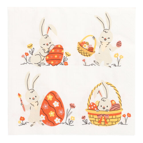 Servietten, 3-lagig 1/4-Falz 33 cm x 33 cm "Rabbit Parade"