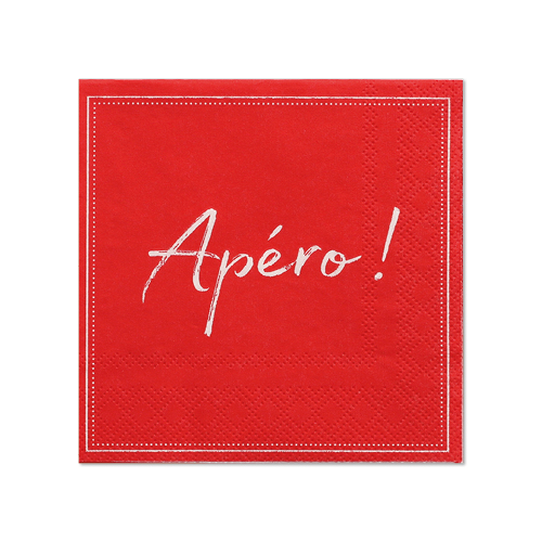 Servietten, 3-lagig 1/4-Falz 25 cm x 25 cm rot "Apero"