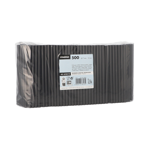 Mehrweg-Cocktail Trinkhalme PP Ø 7 mm · 15 cm schwarz