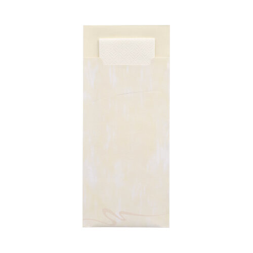 Bestecktaschen 20 cm x 8,5 cm creme inkl. weißer Serviette