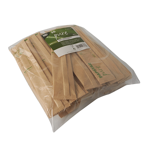 Gabeln, Holz "pure" 16 cm einzeln verpackt in Papierbeutel