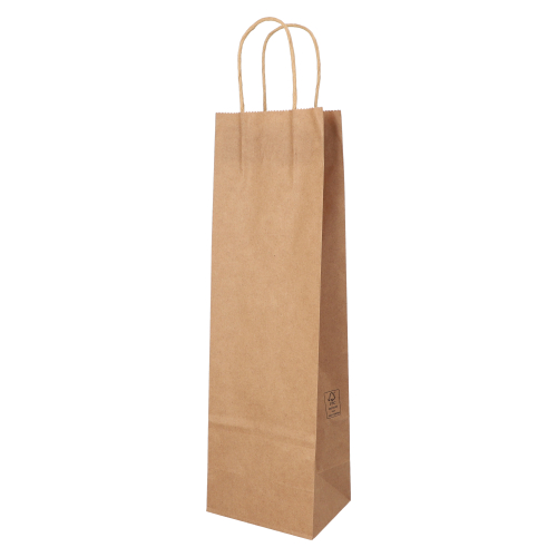 Flaschentragetasche, Papier 40 cm x 12 cm x 9,5 cm braun mit gedrehtem Tragegriff