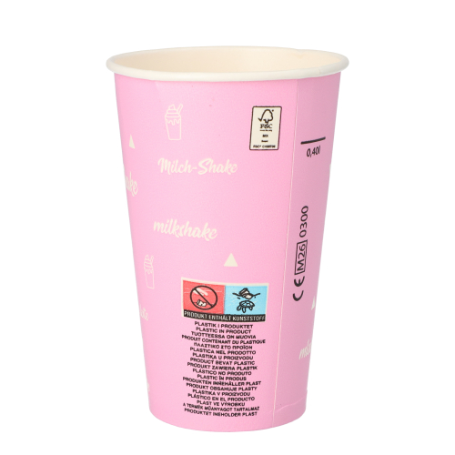 Shake-Becher, Pappe 0,4 l Ø 9 cm · 13,9 cm "Milk-Shake"