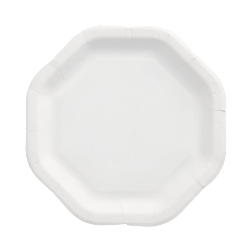 Teller, Pappe "pure" 8-eckig 23,5 cm x 23,5 cm weiss