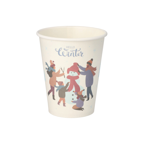 Trinkbecher, Pappe 0,2 l Ø 8 cm · 9,2 cm "Hello Winter"