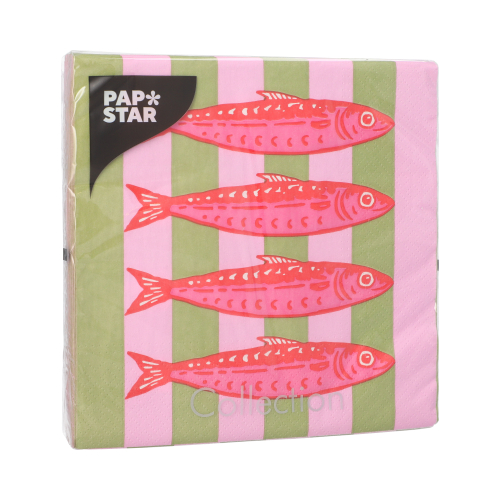 Servietten, 3-lagig 1/4-Falz 33 cm x 33 cm "Modern Fish"