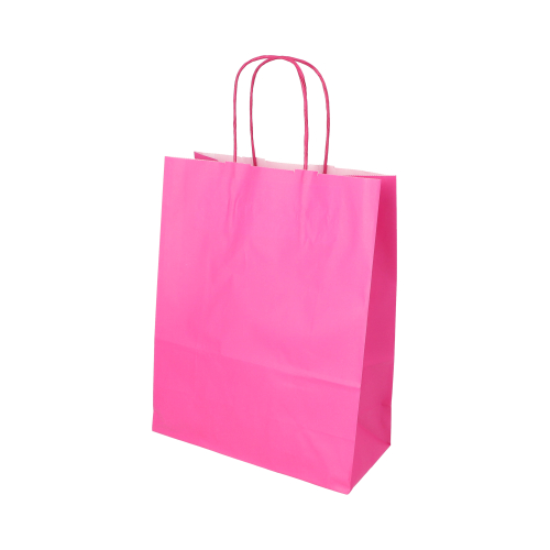 Tragetaschen, Papier 28 cm x 22 cm x 10 cm pink mit gedrehtem Tragegriff