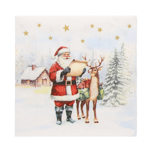 Servietten, 3-lagig 1/4-Falz 33 cm x 33 cm "Dear Santa"