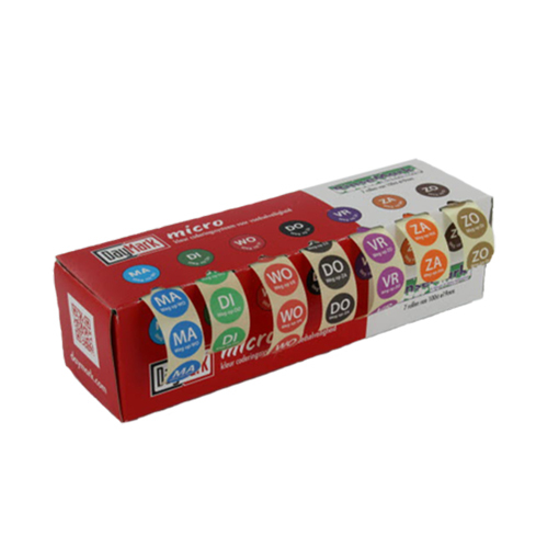 "Day Mark" Etiketten farbig "Rinse Mark" 7-Tage MICRO im Kartonspender, abwaschbar, NL Version