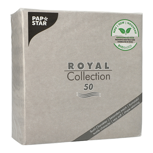 Servietten "ROYAL Collection" 1/4-Falz 40 cm x 40 cm grau in Papierverpackung