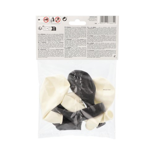 Luftballons Ø 25 cm schwarz/weiss "Happy Birthday"